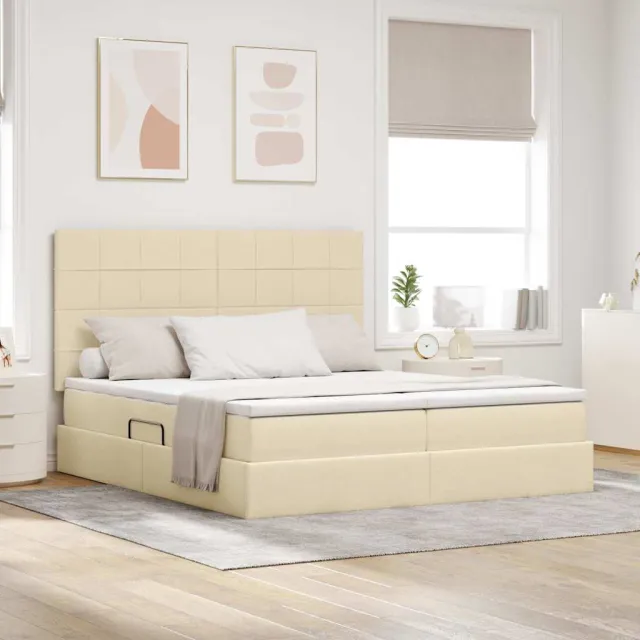 vidaXL Opslag bed Crème 180 x 200 cm Stof