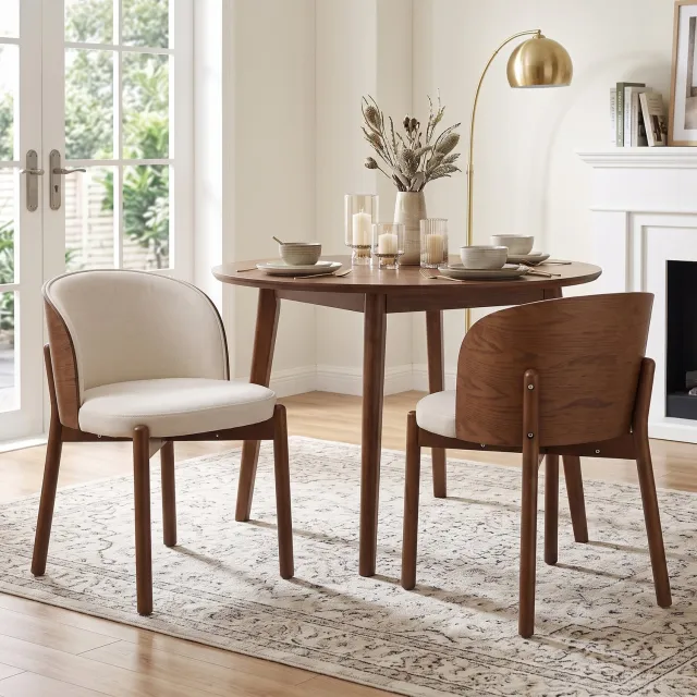Merax 2 stuks - eetkamerstoelen - voor eetkamer - woonkamer - koffiezaak - moderne stijl - linnen stof - walnootkleur Walnotekleur