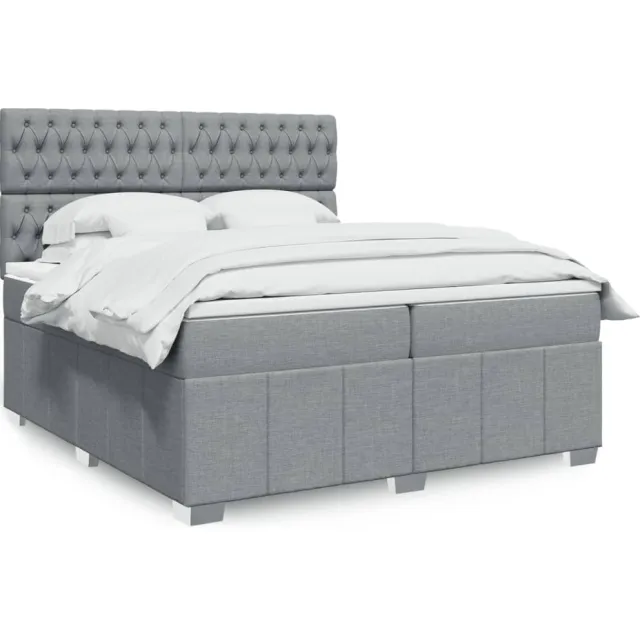 vidaXL Boxspring met matras stof lichtgrijs 200x200 cm grijs