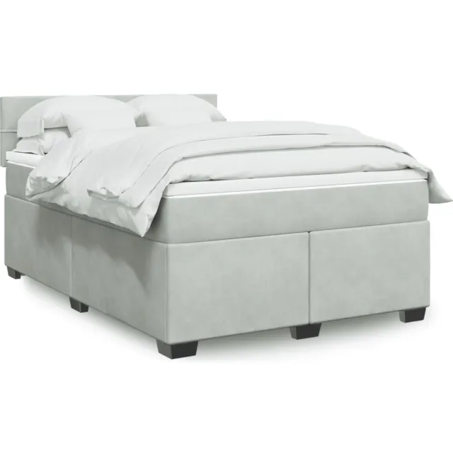 vidaXL Boxspring met matras fluweel lichtgrijs 140x190 cm grijs