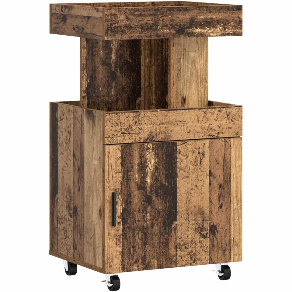 vidaXL Serveerwagen Oud hout 50 x 41 x 89 cm Bewerkt hout bruin, foto 3