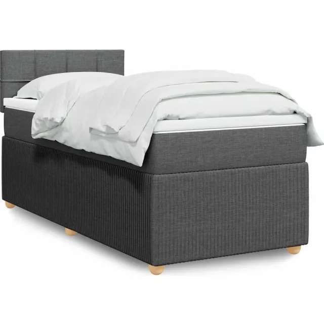 vidaXL Boxspring met matras stof donkergrijs 80x200 cm grijs
