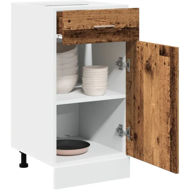 vidaXL Onderkast met lade Lyon 40x46x81,5 cm bewerkt hout oud houtkleurig Bruin