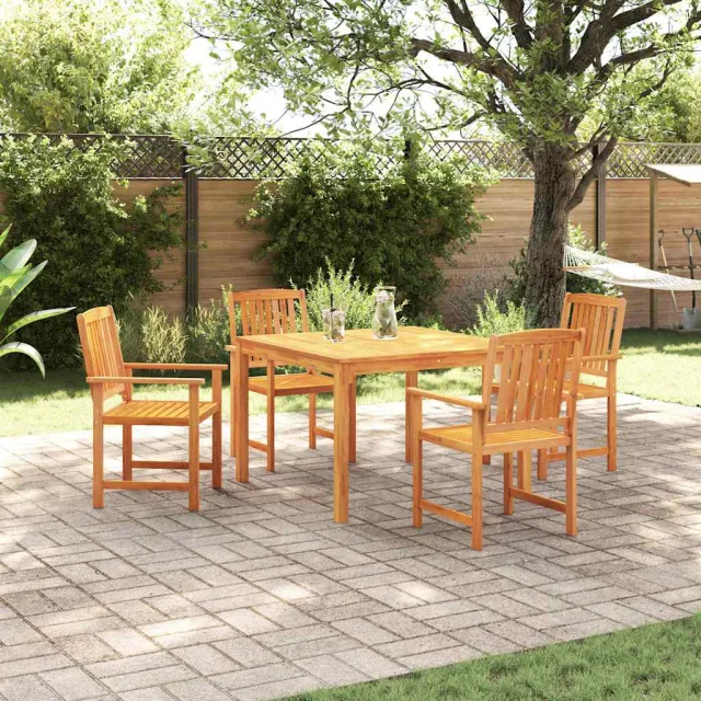 vidaXL Tuin eettafelset 5 st Bruin Massief Acaciahout, foto 2