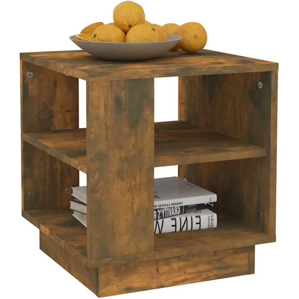 vidaXL Salontafel 40x40x43 cm bewerkt hout gerookt eikenkleurig Bruin