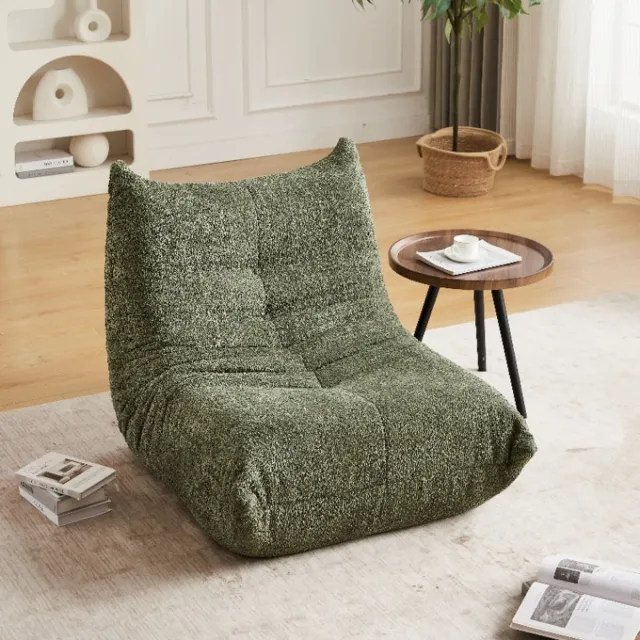 Welltin Fauteuil - Relaxfauteuil - gestoffeerde bank - Zitzak stoel - Comfortabele TV-stoel - Leesstoel - Ergonomisch - Elastische spons - Modern design - Chenille - Groen