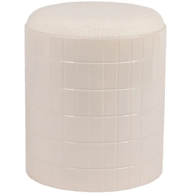 Fameilleur poef 37,5xH45cm wit Bowie - glazen zitpoef en voetenbank, voor woonkamer, slaapkamer en kinderkamer, woondecoratie voor modern interieur, mooi als cadeau