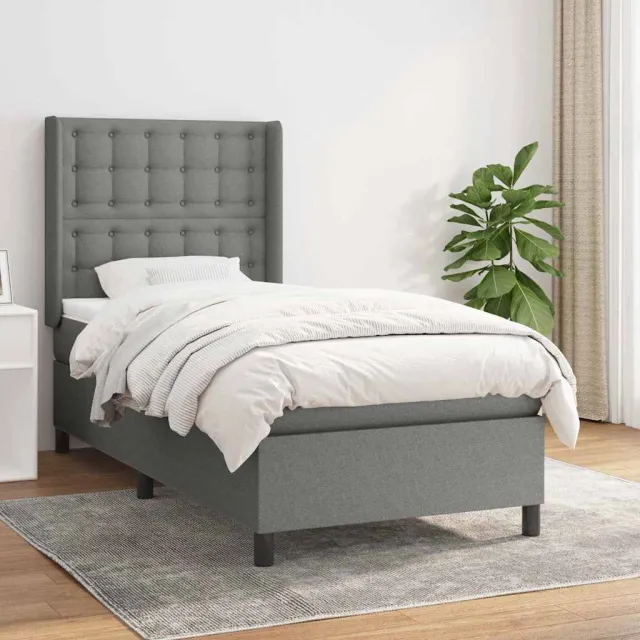 vidaXL Boxspring met matras stof donkergrijs 90x190 cm grijs