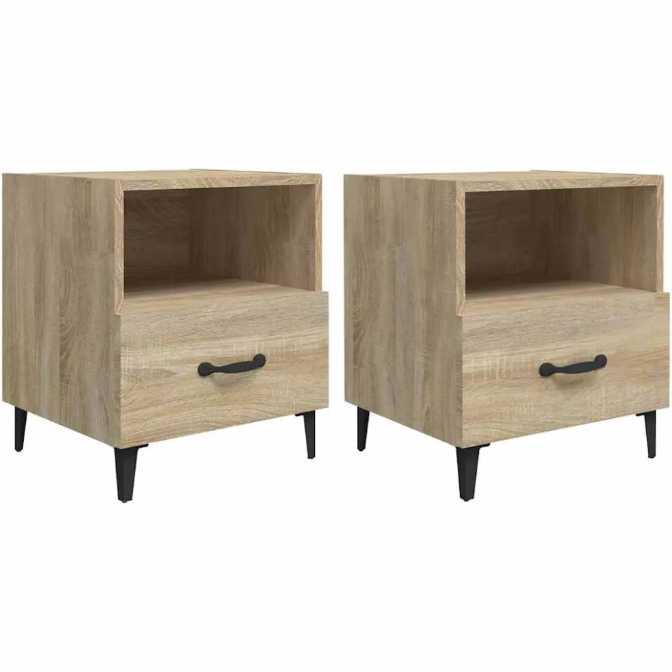 vidaXL Nachtkastjes 2 st bewerkt hout sonoma eikenkleurig Bruin