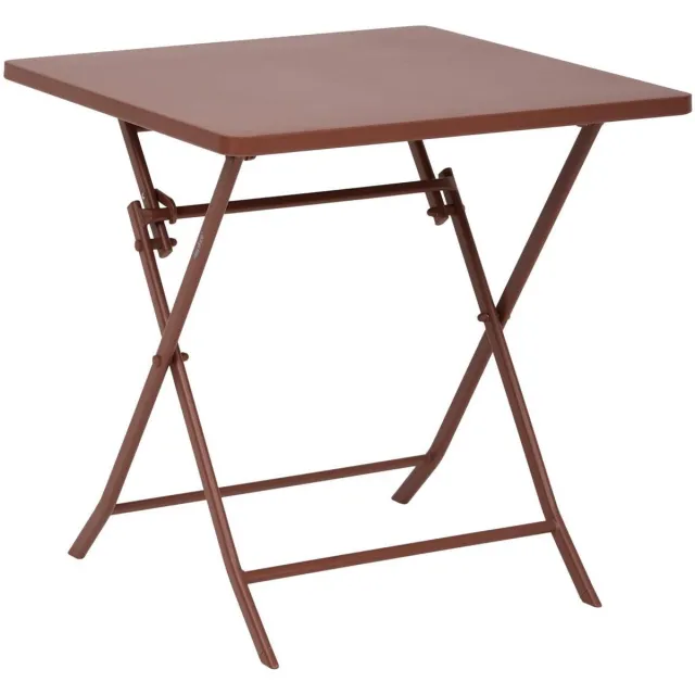 Hespéride Vierkante opvouwbare tuintafel voor 2 personen van staal, model GREENSBORO Marron acajou