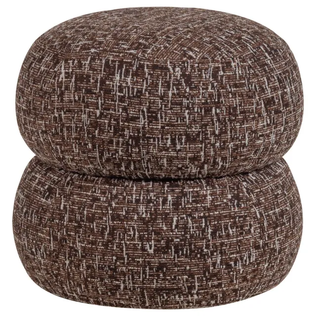 WOOOD Anic Poef Met Dessin Donkerbruin Melange - 40x43x43 dark brown melange