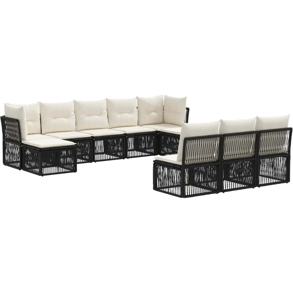 vidaXL Tuinbankenset 10 st 10-zits Zwart poly rattan, foto 3