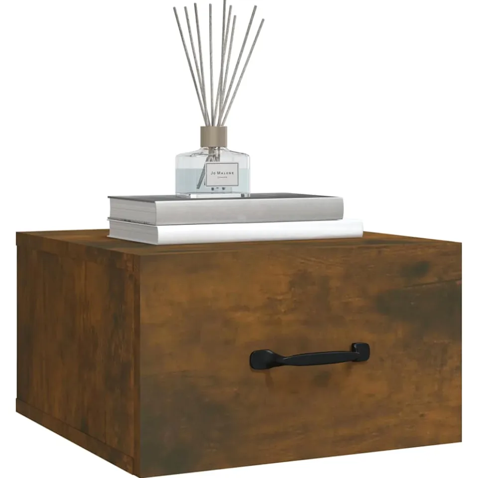 vidaXL Nachtkastjes 2 st wandgemonteerd 35x35x20 cm gerookt eikenkleur Bruin