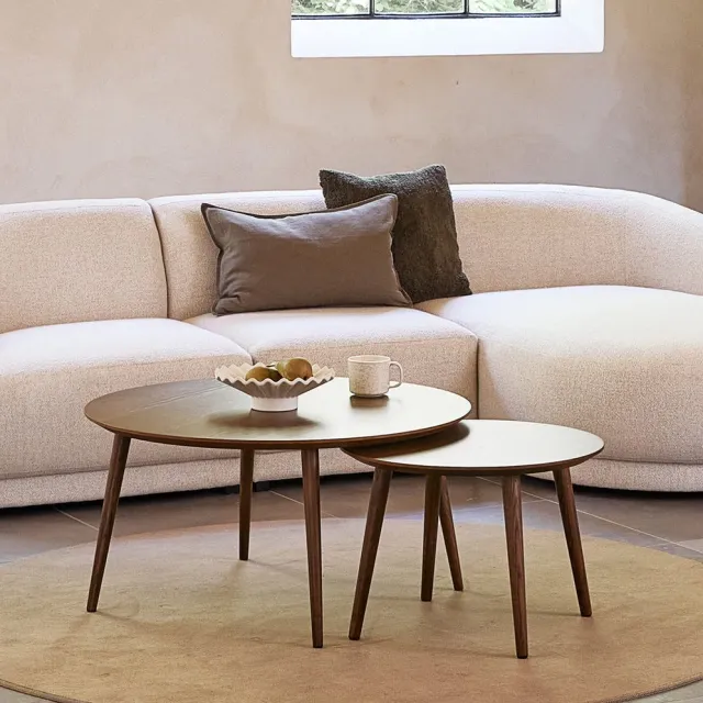 Hygge Interiors Salontafel Rond Donkerbruin - Eikenhout - Set van 2 - House Nordic