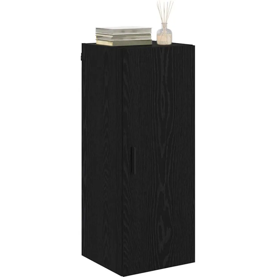 vidaXL Wandkast Zwart Eiken 34,5 x 34 x 90 cm Bewerkt hout, foto 2