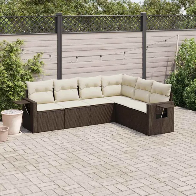 vidaXL 6-delige Loungeset met kussens poly rattan bruin, foto 2