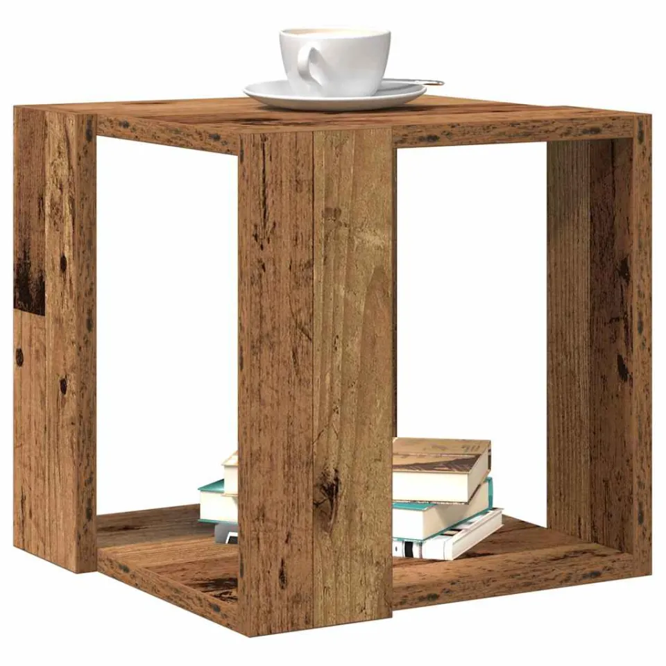 vidaXL Salontafel Oud Hout 32 x 32 x 30 cm Bewerkt hout Bruin