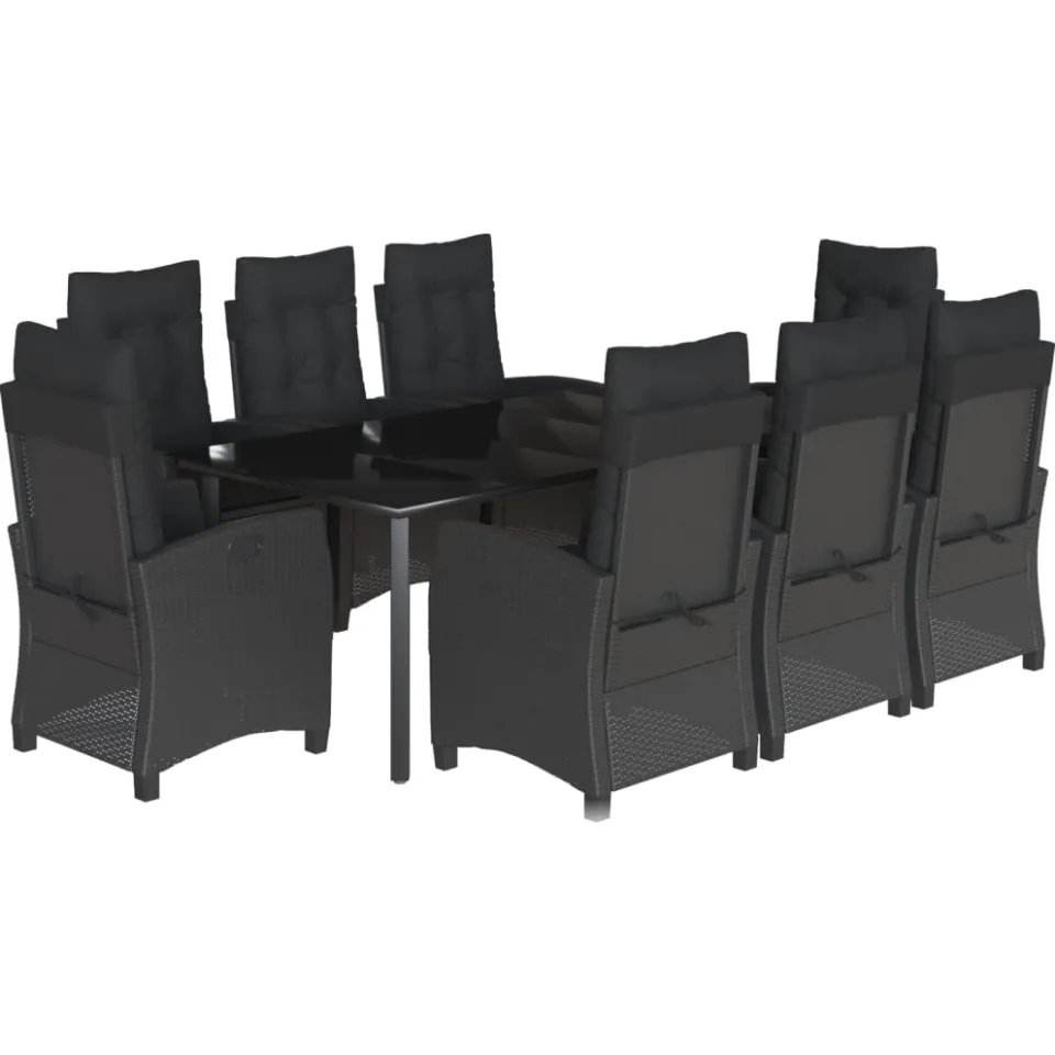 vidaXL 9-delige Tuinset poly rattan zwart, foto 4