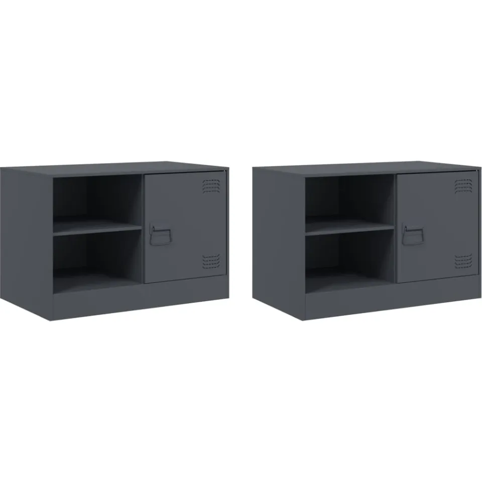 vidaXL Tv-meubelen 2 st 67x39x44 cm staal antracietkleurig, foto 3