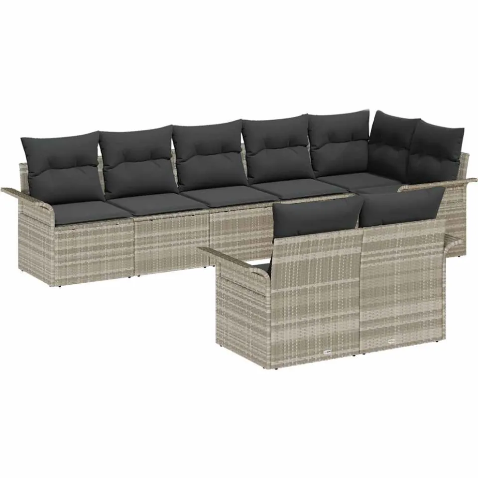 vidaXL Tuin Sofa Set 8 st Lichtgrijs poly rattan