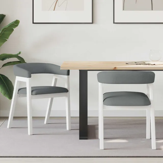 vidaXL Eettafelstoelen 2 st Massief Rubberhout Wit 54 x 57 x 73 cm