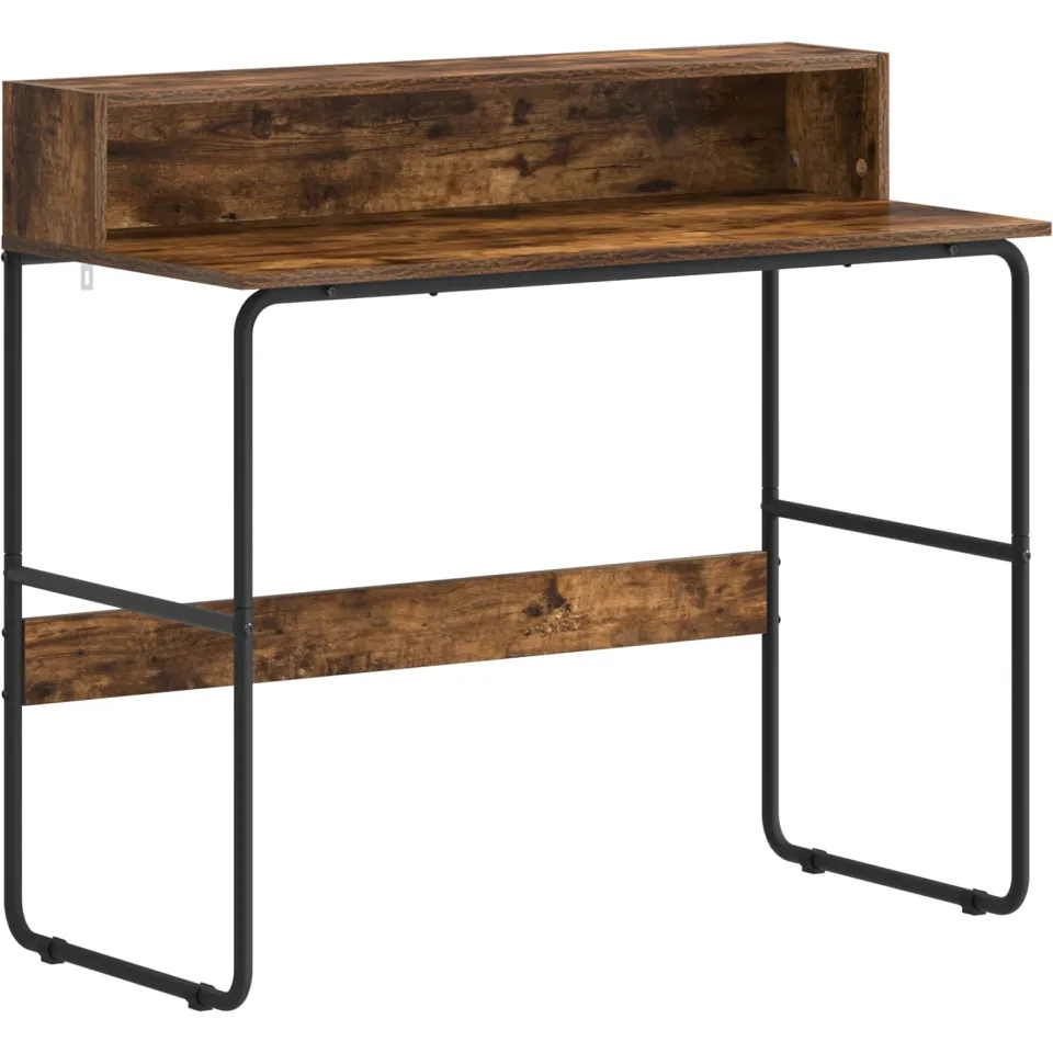 vidaXL Bureau met opbergruimte Gerookt eiken 100 x 50 x 91 cm, foto 3