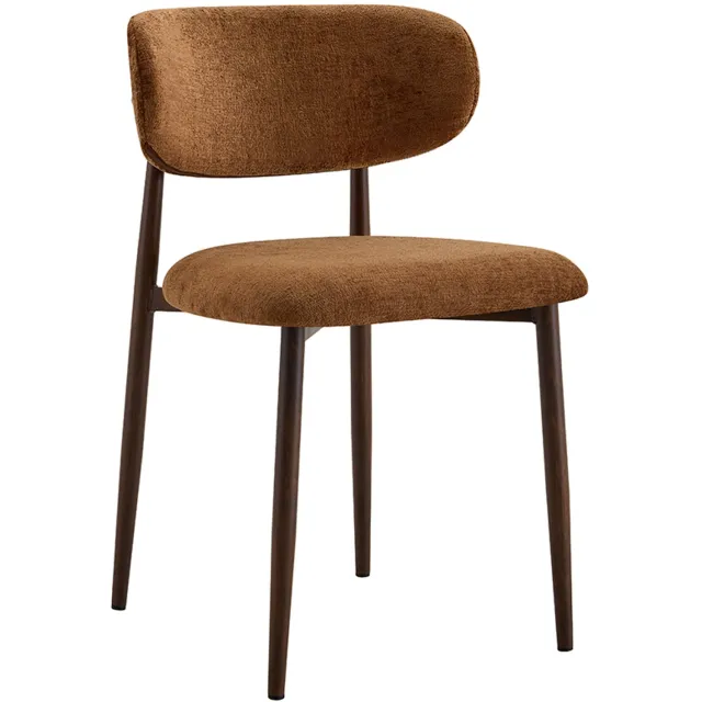 Rousseau Eetkamerstoel Nono lichtbruin – Walnoot gekleurd frame – Luxe Gestoffeerd