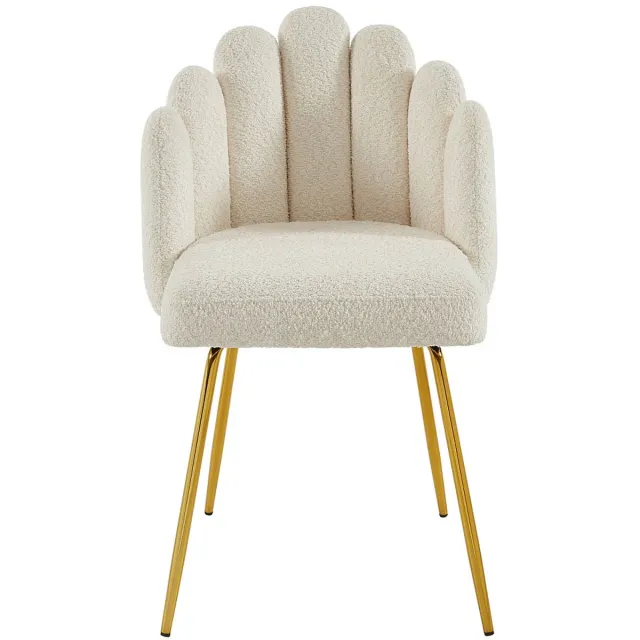 Vente-unique Set van 2 stoelen van boucléstof en goudkleurig metaal - Crèmewit - ALTINAM