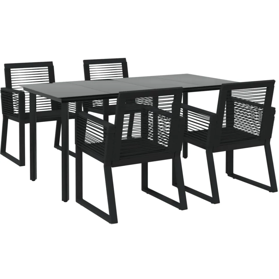 vidaXL 5-delige Tuinset PVC-rattan zwart