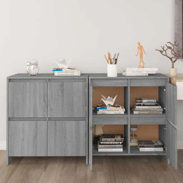 vidaXL Dressoirs 2 st 70x41x75 cm bewerkt hout grijs sonoma eikenkleur, foto 2