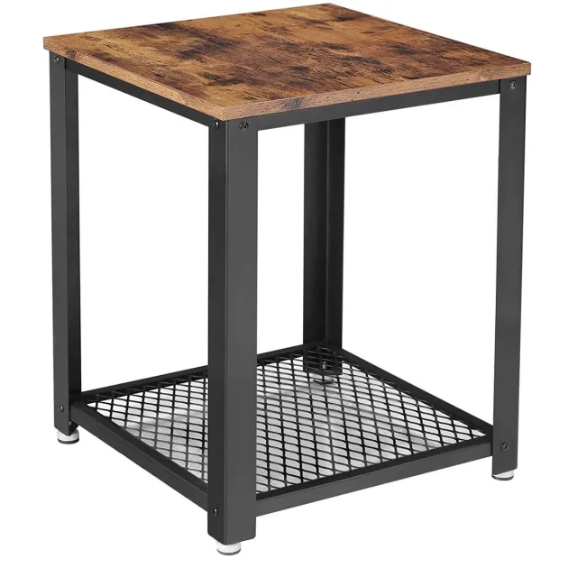 MrMarketplace Bijzettafel - Koffietafel - Industrieel - Rustiek Bruin - 45 x 45 x 55 cm