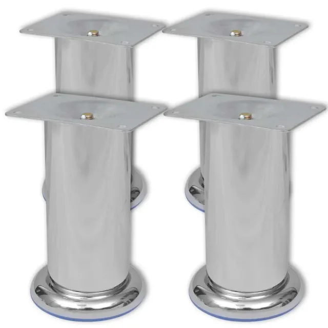 vidaXL Bankpoten rond chroom 120 mm 4 st Zilver
