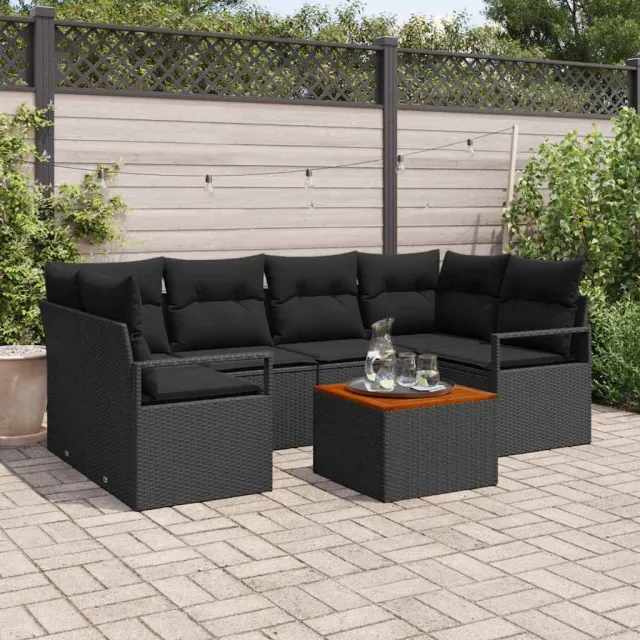 vidaXL Tuinbankenset 7 st Zwart poly rattan, foto 2