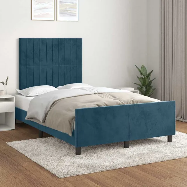 vidaXL Bedframe zonder matras 120x200 cm fluweel donkerblauw blauw