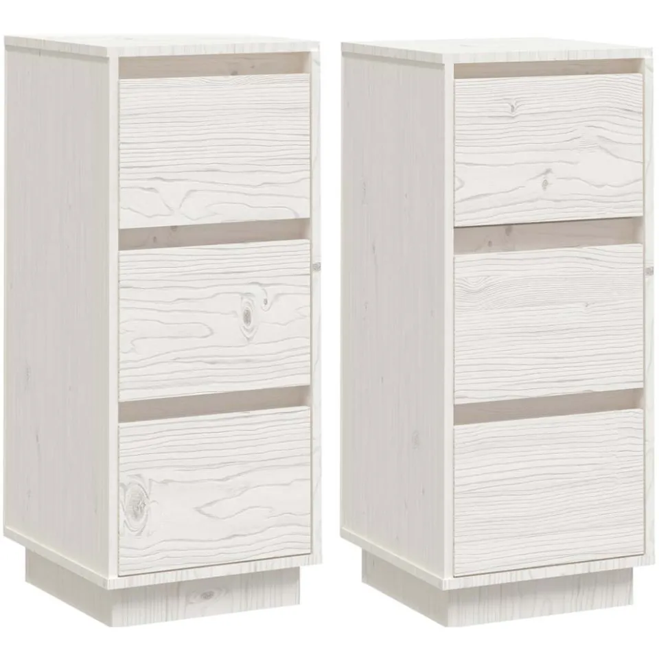 vidaXL Dressoirs 2 st 32x34x75 cm massief grenenhout wit
