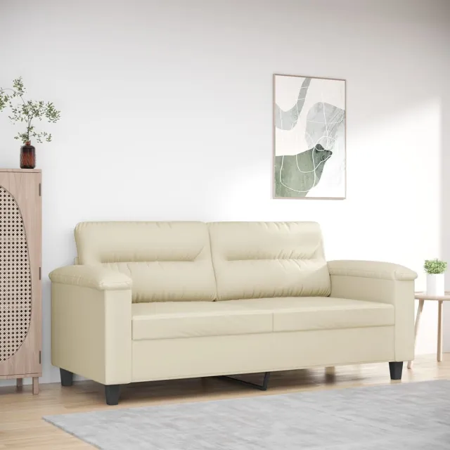 vidaXL Tweezitsbank 140 cm kunstleer crèmekleurig