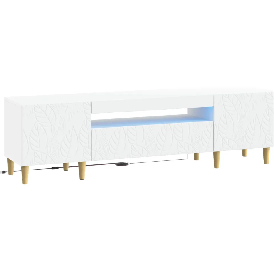 vidaXL LED tv-meubel DELFT 153 x 35 x 43 cm Wit Bewerkt hout, foto 3