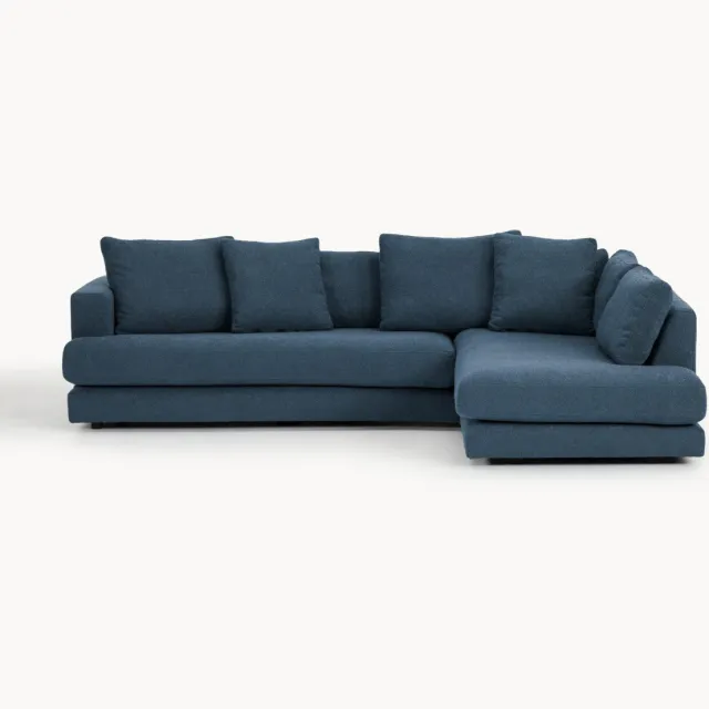 Westwing Collection Bouclé hoekbank Tribeca (3-zits) Blauw