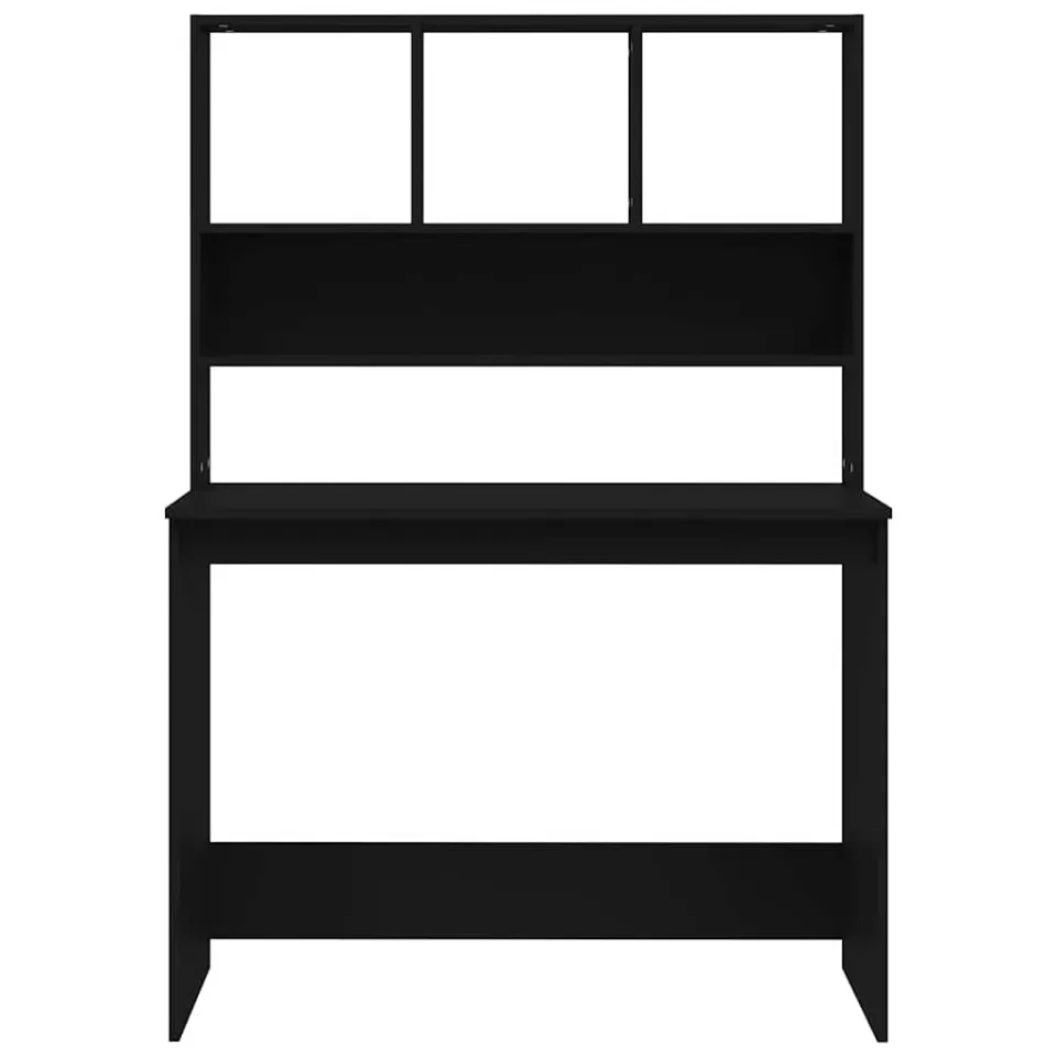 vidaXL Bureau met schappen 102x45x148 cm bewerkt hout zwart, foto 4