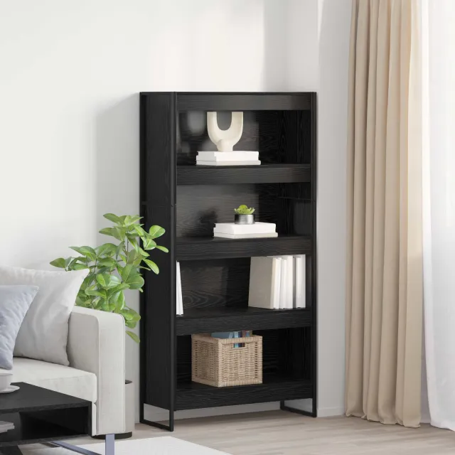 vidaXL Boekenkast 80 x 30 x 155 cm Bewerkt hout Zwart Eiken
