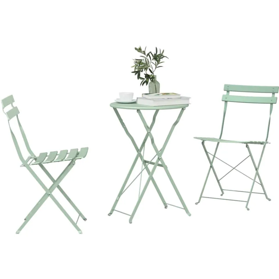 vidaXL Vouw Bistro Set 3 st Sea foam Staal