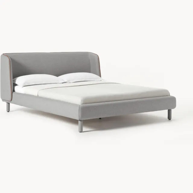 Westwing Collection Gestoffeerd bed Luma met hoofdeinde grijs