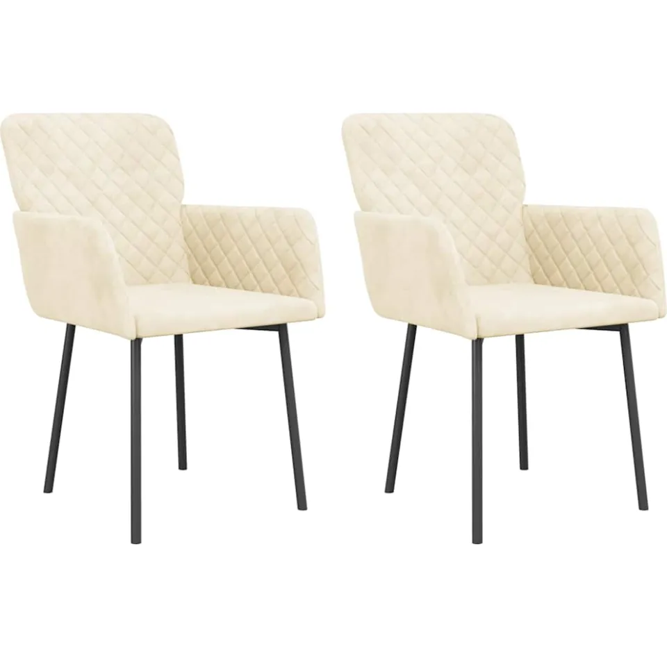 vidaXL Eetkamerstoelen 2 st fluweel crèmekleurig, foto 3