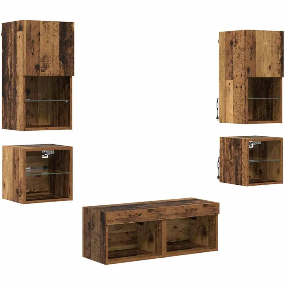 vidaXL TV Wandmeubels 8 st 30,5 x 30 x 60 cm Oudhout bruin, foto 3
