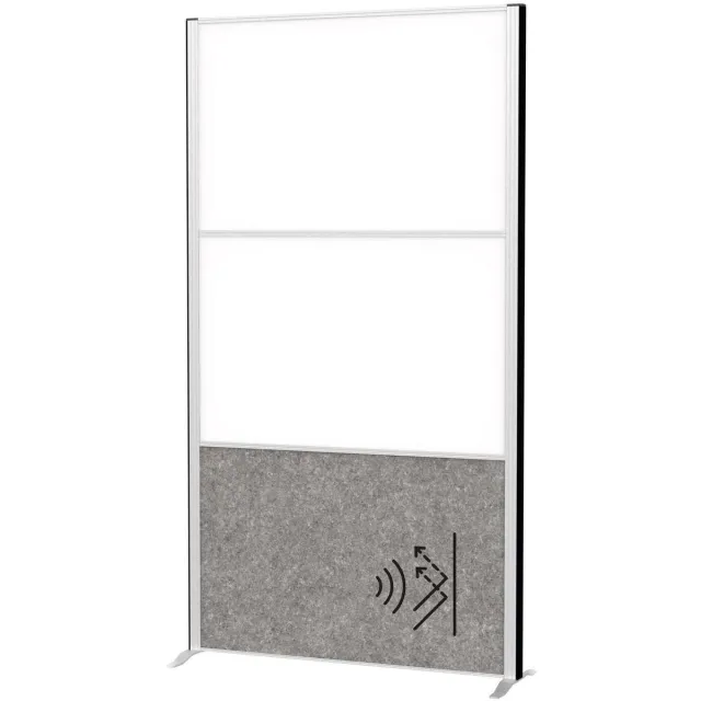 MAULconnecto scheidingswand 100 x 182 cm - akoestisch - standvoet - zilver - 1 stuk - MAUL