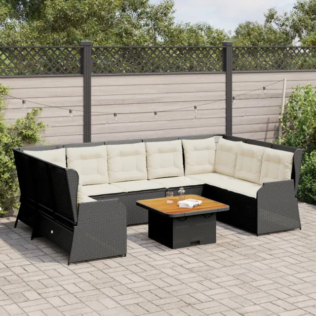 vidaXL 7-delige Loungeset met kussens poly rattan zwart, foto 2