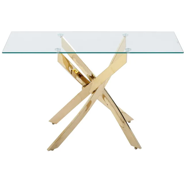 Vente-unique Consoletafel van gehard glas en goudkleurig metaal - Transparant - COSIMA
