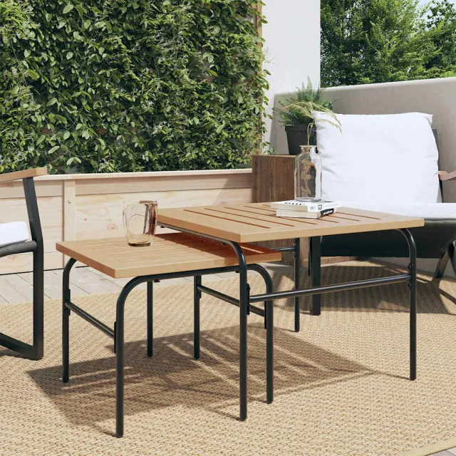 vidaXL 2-delige Tuintafeltjesset staal bruin en zwart, foto 2