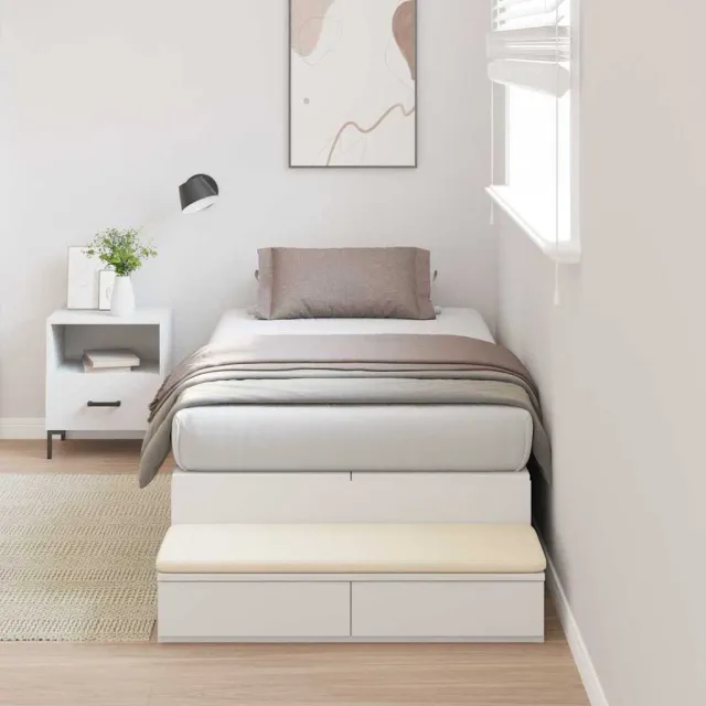 vidaXL Opbergbedframe met lade met opslag Wit 90 cm Bewerkt hout