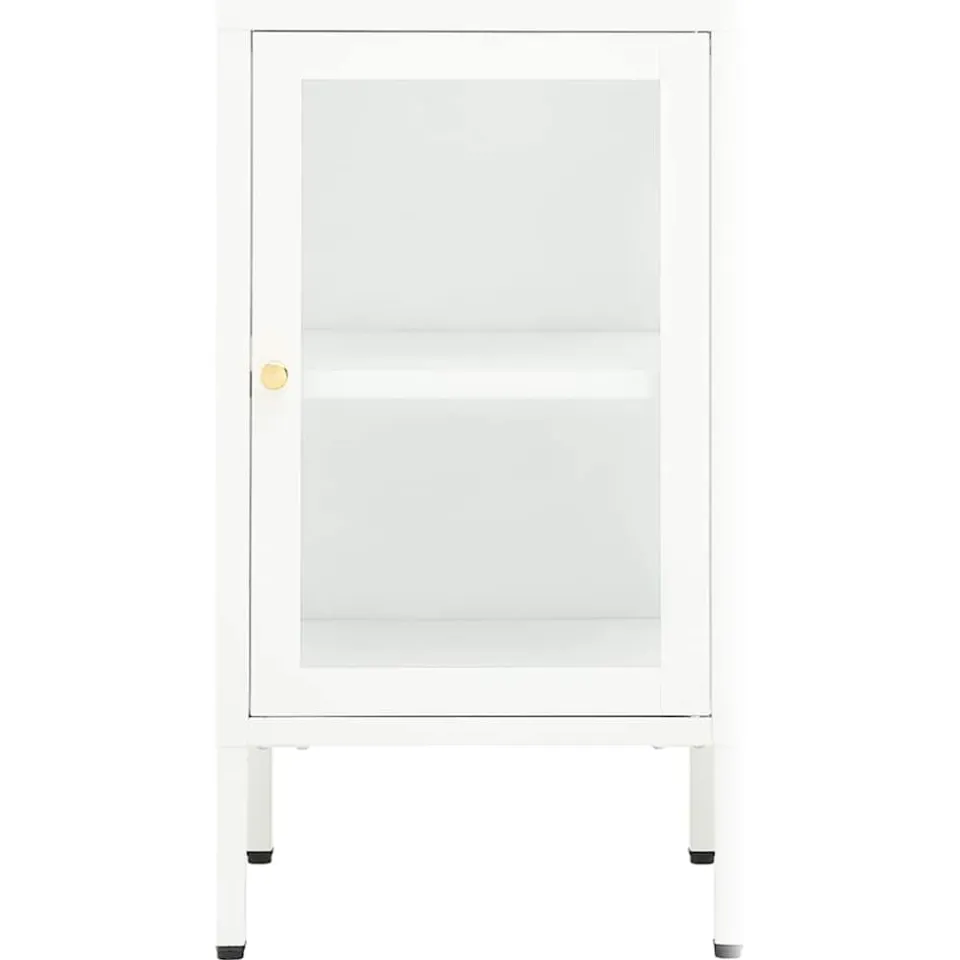 vidaXL Dressoir 38x35x70 cm metaal en glas Wit